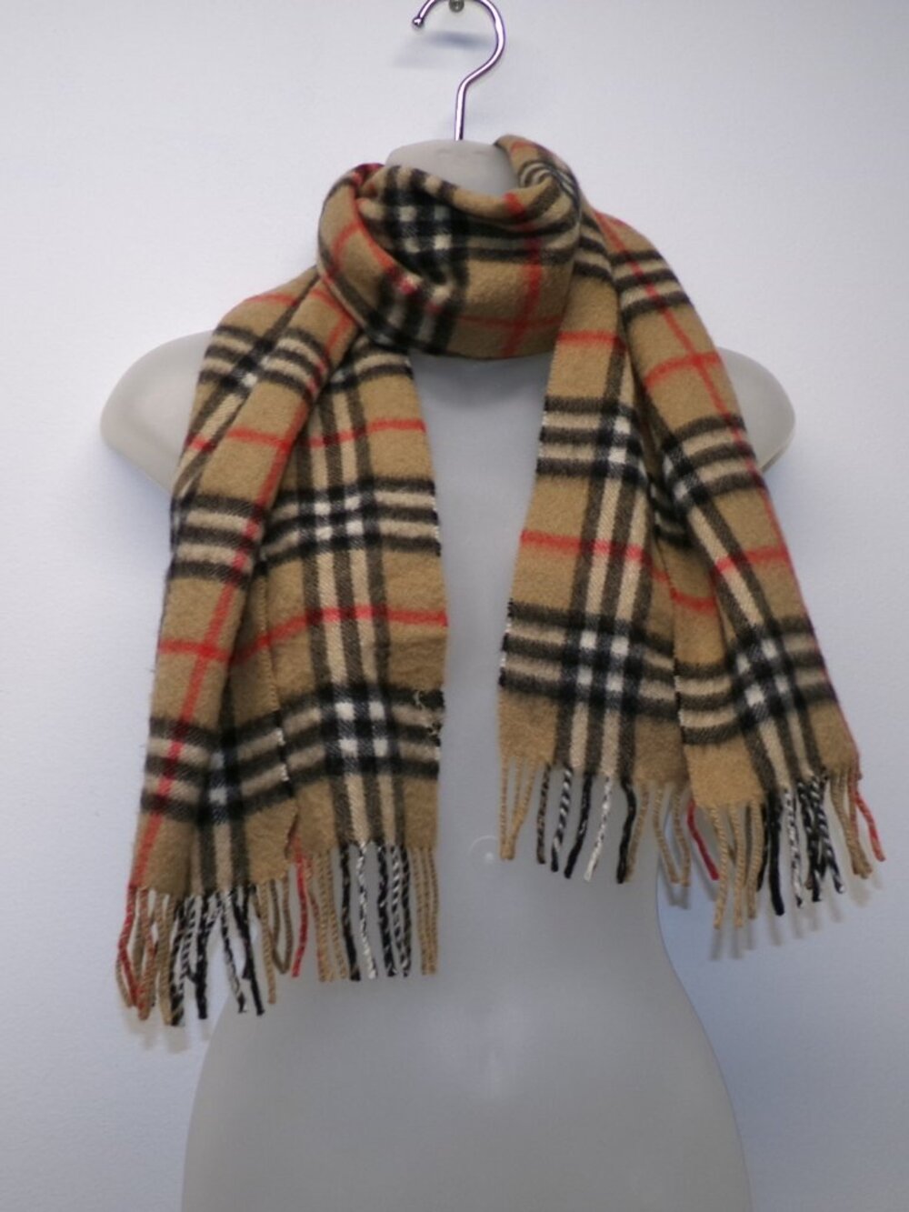 Vintage BURBERRYS Of LONDON 100% CASHMERE Nova Check Scarf 54” x 12” *READ